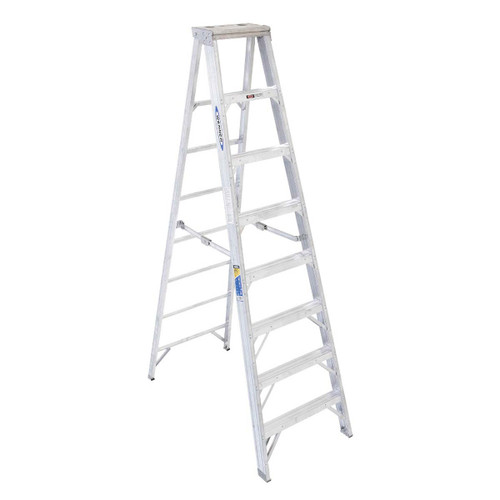 WERNER CO 408 STEPLADDER ALUMINUM 8 FT H 375 LB CAP.
