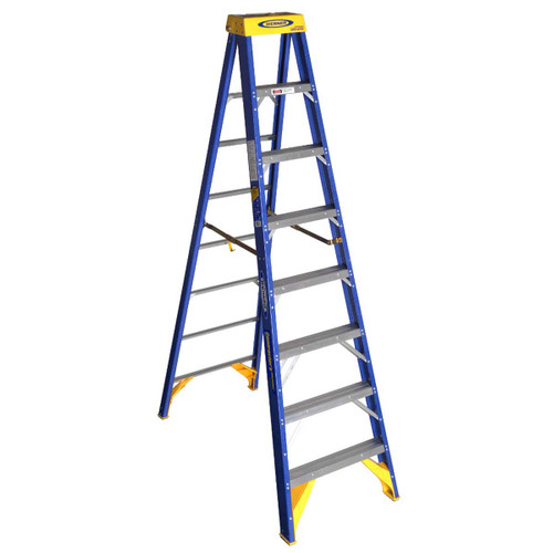 WERNER CO OBCN08 STEPLADDER FIBERGLASS 8 FT H 375 LB CAP