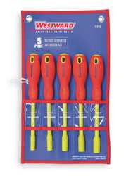 WESTWARD 1YXN8 INSULATED NUT DRIVER SET METRIC 5 PC