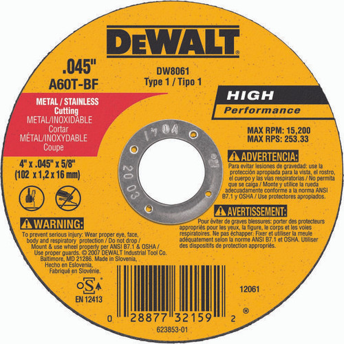 DEWALT TOOLS DW8061 4 X .045 X 5/8 METAL THIN