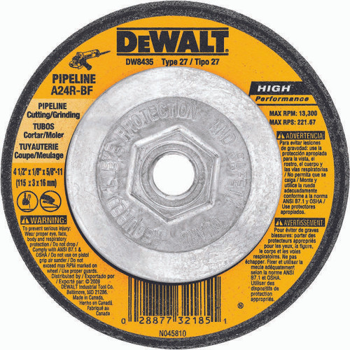 DEWALT TOOLS DW8435 4-1/2"X1/8"X5/8"-11 PIPELINER CUT/GRD WH