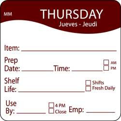 DAYMARK 1122124 D5398 DAY LABEL THURSDAY 3 IN W PK 500