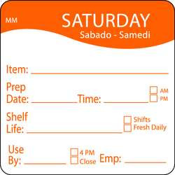 DAYMARK 1122126 D5398 DAY LABEL SATURDAY 3-1/4 IN W PK 5