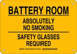 BRADY SPC ABSORBENTS 125590 NO SMOKING SIGN BATTERY ROOM 7X10 BK/Y
