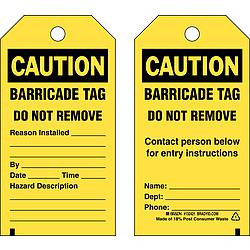 BRADY SPC ABSORBENTS 132421 CAUTION TAG 5-3/4IN. H X 3IN. W PE PK25