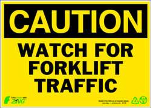 ZING ENTERPRISES, LLC 2155A CAUTION SIGN FORKLIFT TRAFFIC 10X14 AL
