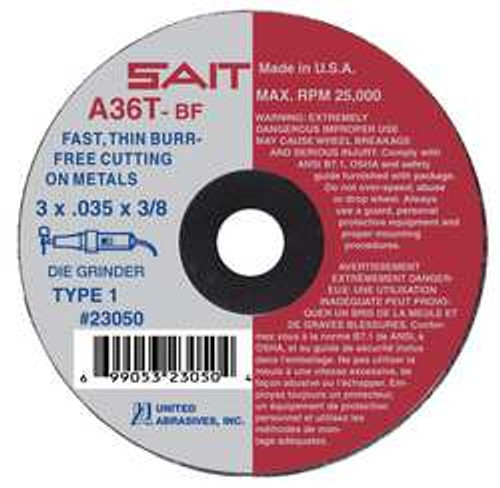 UNITED ABRASIVES-SAIT 23065 ABRSV CUT WHL 4IN D 1-16 IN T 3/8IN AH UNITED ABRASIVES-SAIT 23065 ABRSV CUT WHL 4IN D 1-16 IN T 3/8IN AH