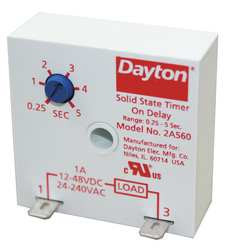 DAYTON 2A560 ENCAPSULATED TIMER RELAY 5 SEC 2 PIN 1NO