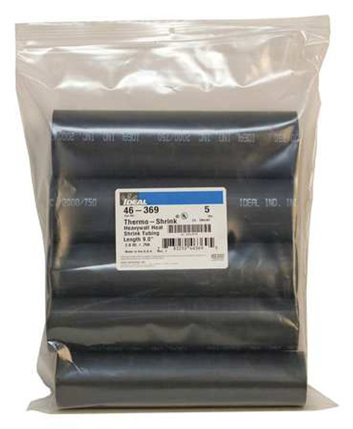 IDEAL 46-369 SHRINK TUBING 2 IN ID BLACK 9 IN PK 5