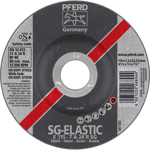 PFERD 61026 4.5X1/4 GRINDING WHL 7/8AH A 24 R SG - T