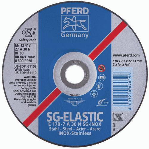 PFERD 61111 GRINDING WHEEL,T27,5"X 1/4"