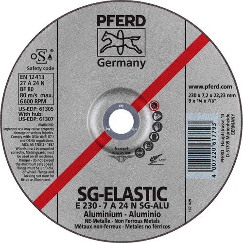 PFERD 61305 GRINDING WHEEL,ALUMINUM,T27,9"X1/4"