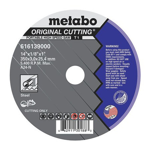 METABO 616139000 CUTOFF WHEEL T1 A24N 14 X1/8 X1 