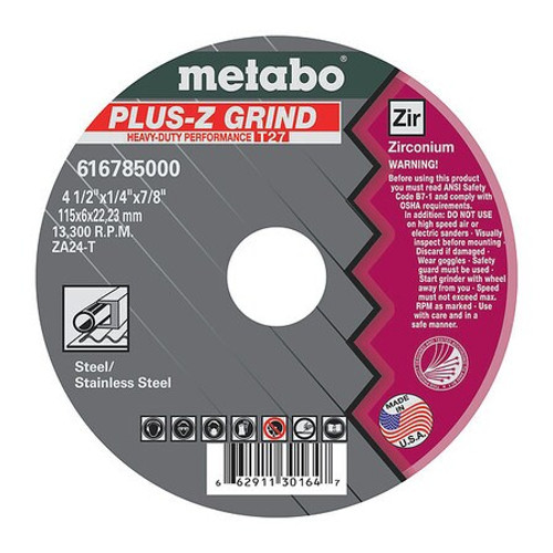 METABO 616785000 GRINDING WHEEL T27 ZA24T 4.5 X1/4 X7/8 