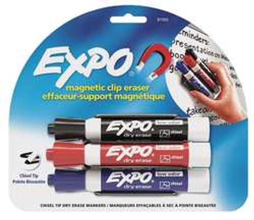 EXPO 81503 CHISEL TIP 3 PACK WITH DRY ERASER