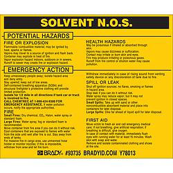 BRADY SPC ABSORBENTS 93735 CHEMICAL LABEL 3-3/4INHX4-1/2INW PK25
