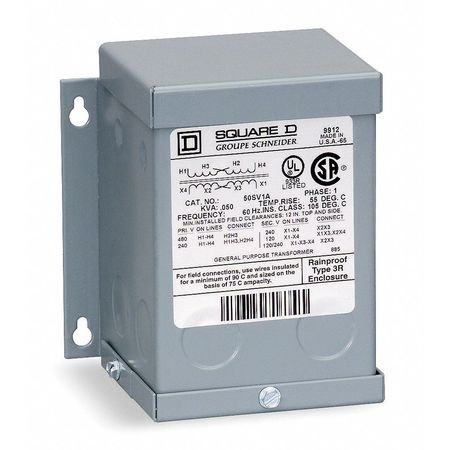 SQUARE D 9T75F TRANSFORMER 240VAC DELTA 9KVA