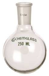 CHEMGLASS CG-1506-09 ROUND BOTTOM FLASK 125ML BOROSILICATE
