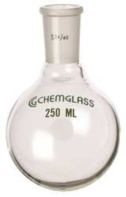 CHEMGLASS CG-1506-17 ROUND BOTTOM FLASK 250ML BOROSILICATE