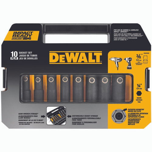 DEWALT TOOLS DW22838 10 PC 3/8IN DRIVE SOCKET SET