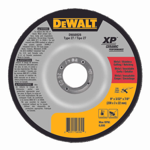 DEWALT TOOLS DWA8928 9" X 3/32" X 7/8" CERAMIC ABRASIVE
