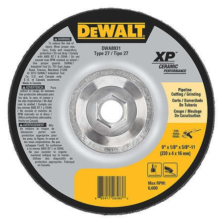 DEWALT TOOLS DWA8931 9" X 1/8" X 5/8"-11 CERAMIC ABRASIVE