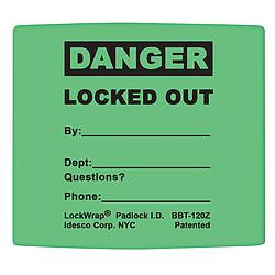 IDESCO LMBBT124AAC PADLOCK LABEL 2-1/8INHX1-1/2INW PK25