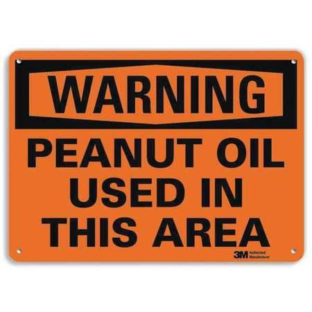 LYLE U6-1193-RA_10X7 WARNING SIGN PEANUT OIL USED 7INHX10INW