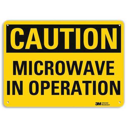 LYLE U4-1528-RA_14X10 SAFETY SIGN MICROWAVE IN OPERATION 10INH