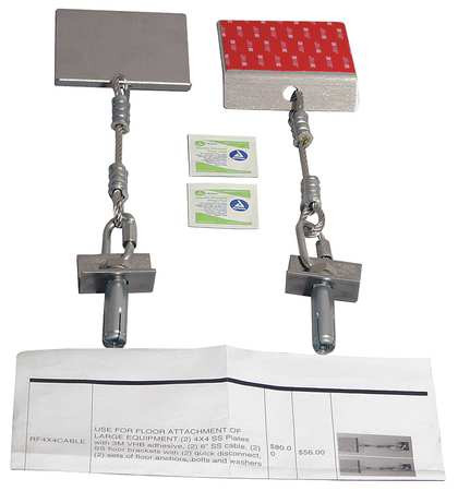 QUAKEHOLD! RW4X4CABLEXL ADHESIVE PLATE ASSEMBLY WALL BRACKET