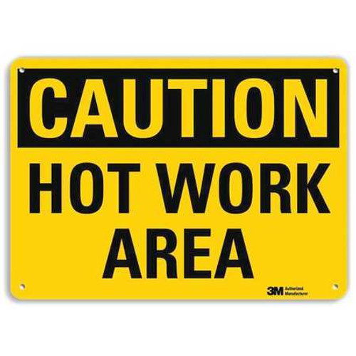 LYLE U4-1433-RA_14X10 SAFETY SIGN HOT WORK AREA 10IN.H