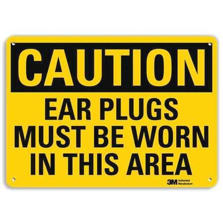 LYLE U4-1228-RA_10X7 SAFETY SIGN EAR PLUGS WORN 7IN.H