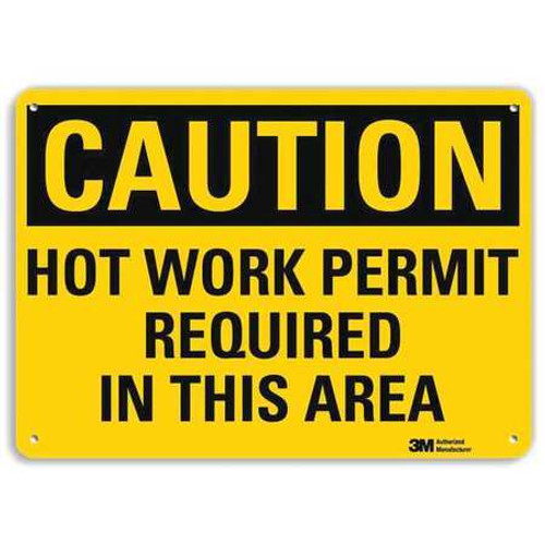 LYLE U4-1434-RA_10X7 SAFETY SIGN HOT WORK PERMIT 7IN.H