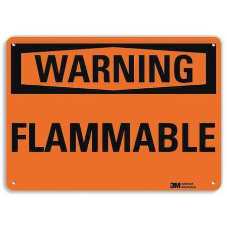 LYLE U6-1089-RA_10X7 WARNING SIGN FLAMMABLE BLACK/ORANGE 7INH