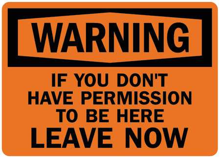 LYLE U6-1127-RD_10X7 ADMITTANCE SIGN BLACK/ORANGE 10 IN W