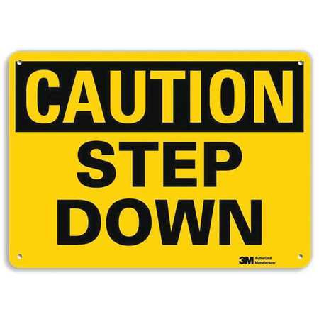 LYLE U4-1688-RA_10X7 SAFETY SIGN STEP DOWN BLACK/YELLOW 7IN H