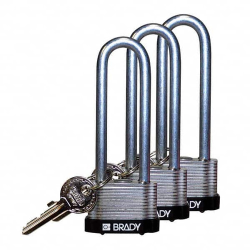 BRADY SPC ABSORBENTS 123257 KEYED PADLOCK,ALIKE,1-5/16"W,PK3