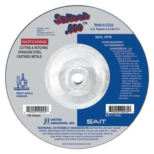 UNITED ABRASIVES-SAIT 20933 ABRASIVE CUT-OFF WHEEL 4-1/2IN 80 GRIT