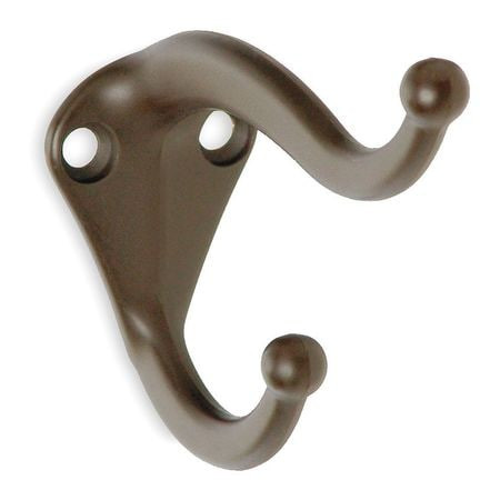 GRAINGER GLOBAL SOURCING 1XNH2 COAT AND HAT HOOK BRONZE L 2 3/4 IN