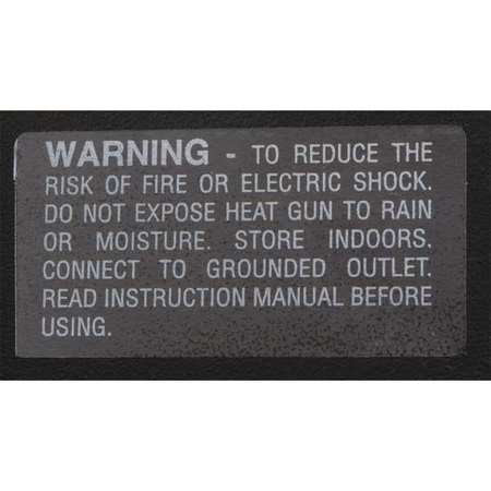 MASTER APPLIANCE 51411 WARNING LABEL