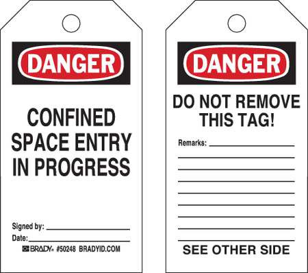 BRADY SPC ABSORBENTS 50248 DANGER TAG SIGNED BY HVY-DUTY POLY PK25