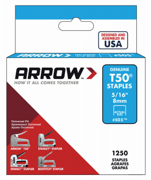 ARROW FASTENER CO 50524 STAPLES, NARROW CROWN, 5/16-IN., 1250-PK