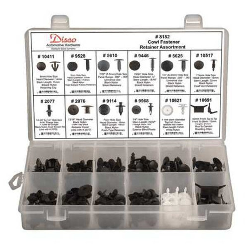 DISCO 8182 COWL FASTENER RETAINER ASSORTMENT 168 PC