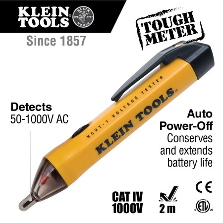 KLEIN TOOLS NCVT-1 NON-CONTACT VOLTAGE TESTER, 50-1000V RAN
