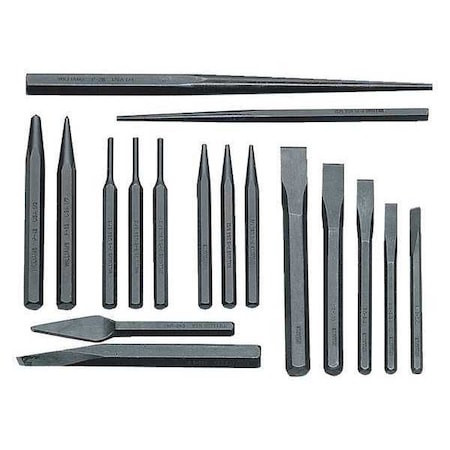 WILLIAMS PC-17 17-PC PUNCH & CHISEL SET(ROLL)          