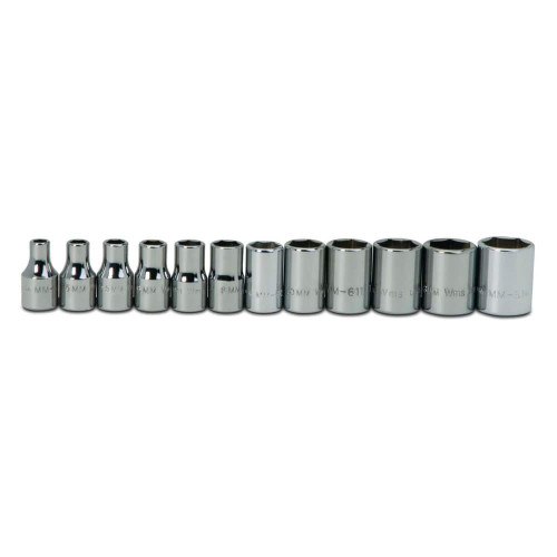 WILLIAMS MSM-12HRC 1/4DR METRIC SKT SET,6-PT,12P           