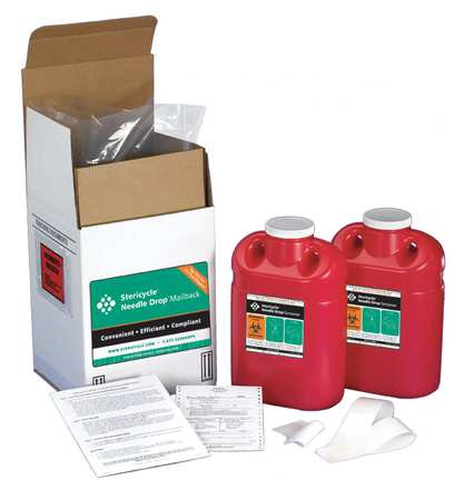 STERICYCLE 2G2V4 SHARPS MAILBACK SYSTEM 2 GAL. SCREW LID