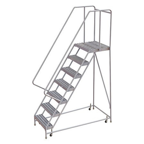 TRI-ARC WLAR107244-D4 ROLLING LADDER 7 STEP ALUMINUM RIBBED