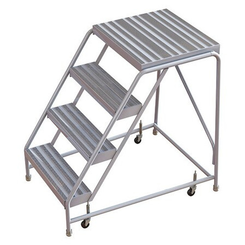 TRI-ARC WLAR004244-D4 ROLLING LADDER 4 STEP ALUMINUM RIBBED
