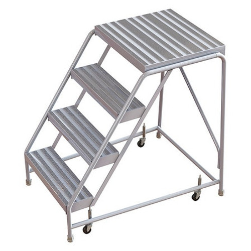 TRI-ARC WLAR004164-D4 ROLLING LADDER 4 STEP ALUMINUM RIBBED